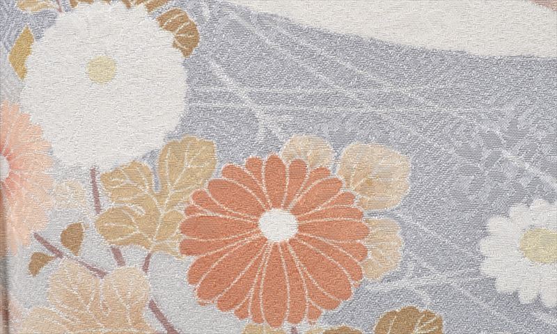 訪問着［ブルー地の花筏模様］