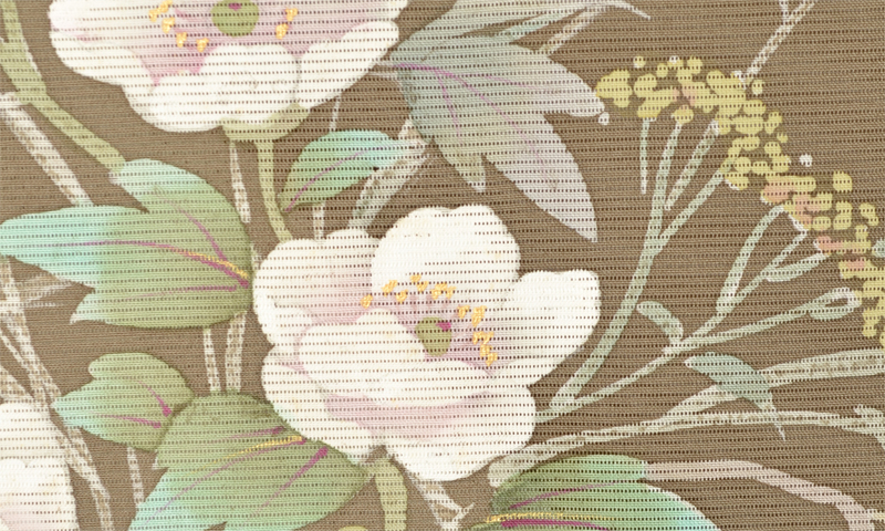 絽訪問着(茶色・花かご)