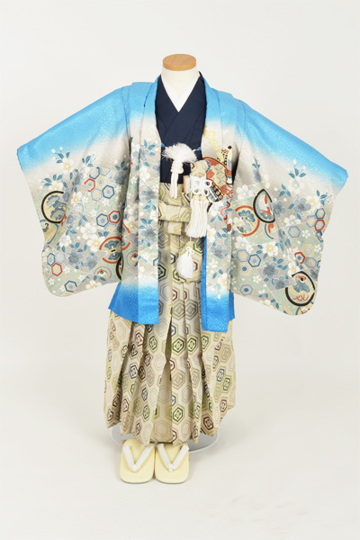 五歳祝着【水色羽織・鷹】