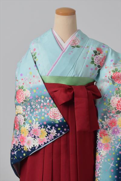 卒業袴（水色・洋花）