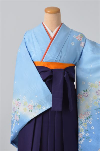卒業袴（水色・桜）