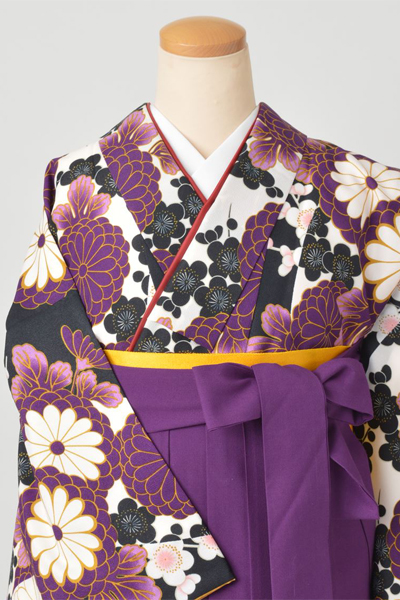 卒業袴(紫・菊）