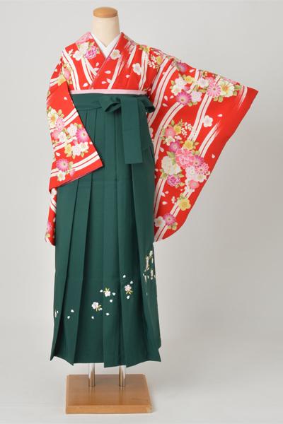 卒業袴(赤・小花）