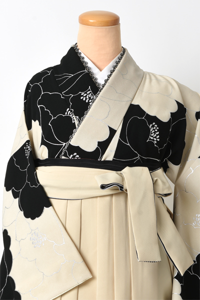 卒業袴[振袖/モノトーン/牡丹]