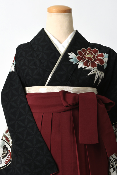 卒業袴[振袖/九重/黒地・ねじり梅]