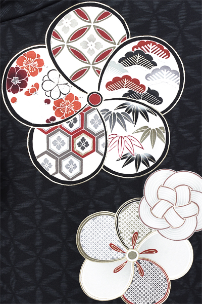 卒業袴[振袖/九重/黒地・ねじり梅]