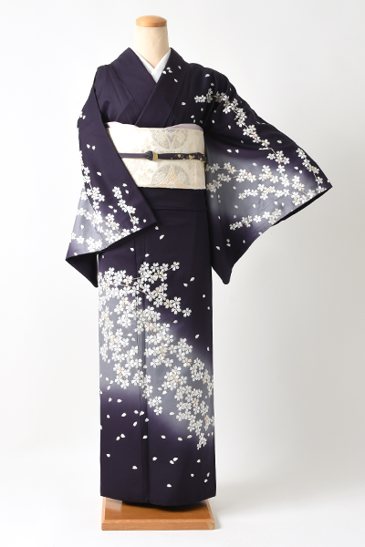訪問着[茄子紺/桜/総刺繍]