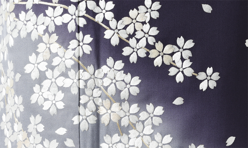 訪問着[茄子紺/桜/総刺繍]