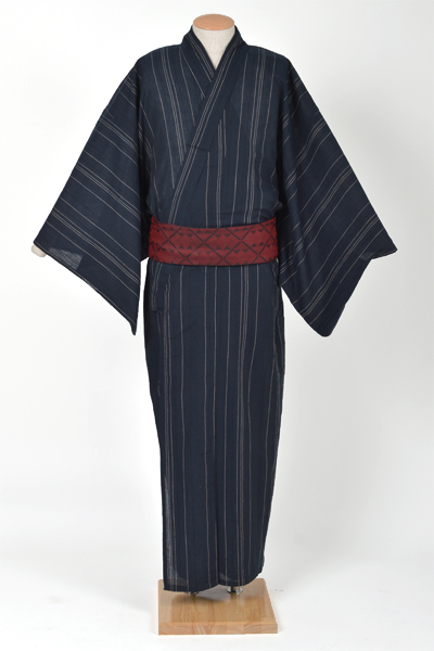 浴衣［Lサイズ170〜176cm]　紺地に縞模様