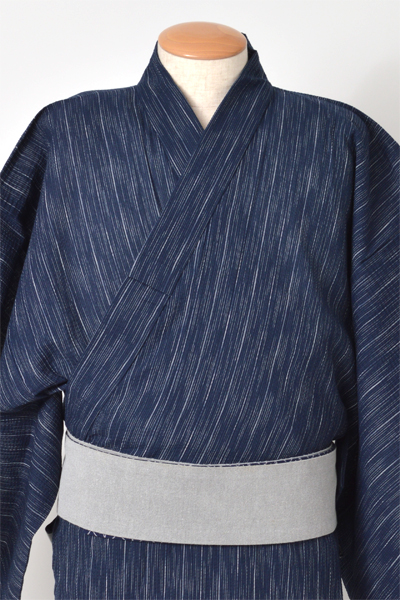 浴衣[175-183cm・紺地に縦絣柄]