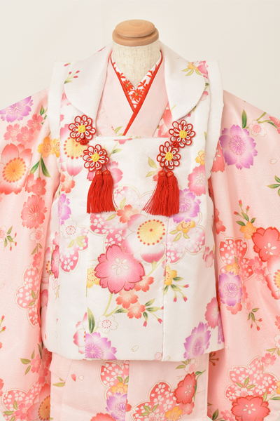 三歳祝着セット[白ピンク・桜]
