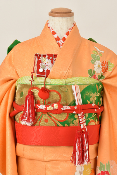 七歳祝着[オレンジ・牡丹]