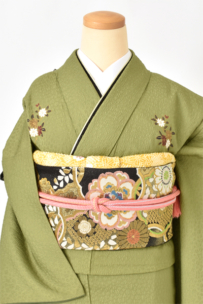 振袖[抹茶・無地花紋]