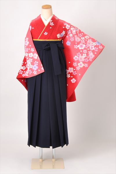 卒業袴(赤・桜柄)