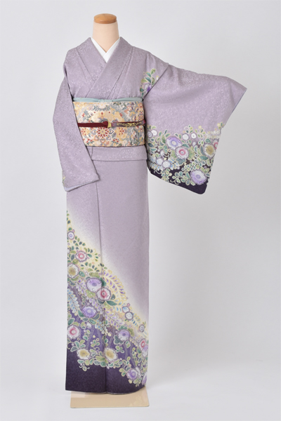 訪問着[紫色に辻が花模様]