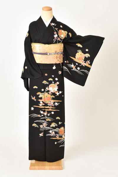 訪問着[黒・雪輪]