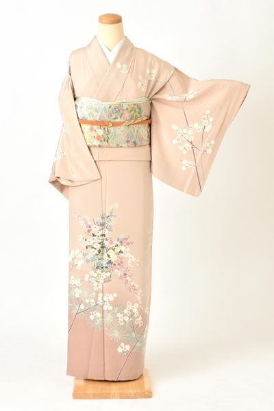 訪問着[くすみピンク・花籠]