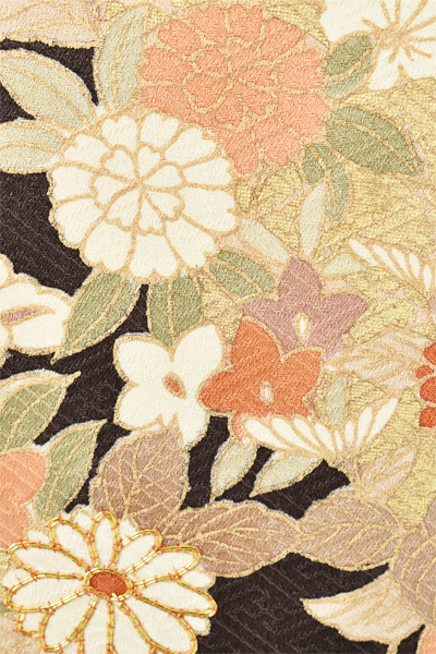 訪問着[濃茶・ゴールドに梅]