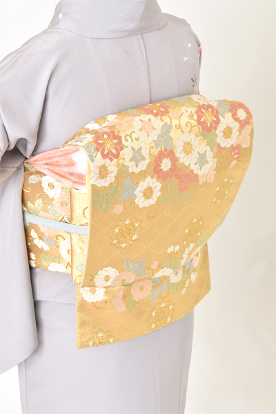 訪問着[グレー・牡丹]