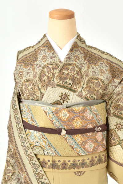 訪問着[梔子・ペルシャ風文様]