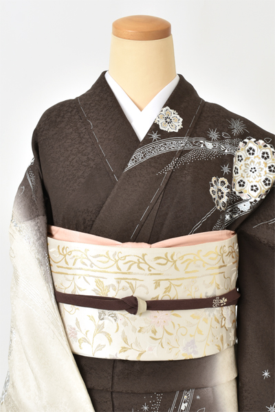 訪問着[黒茶・華文]