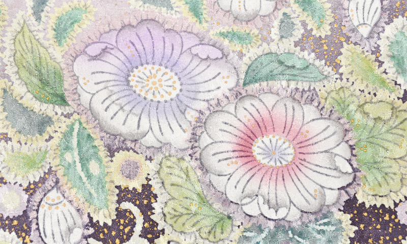 単衣訪問着[紫色に辻が花模様]