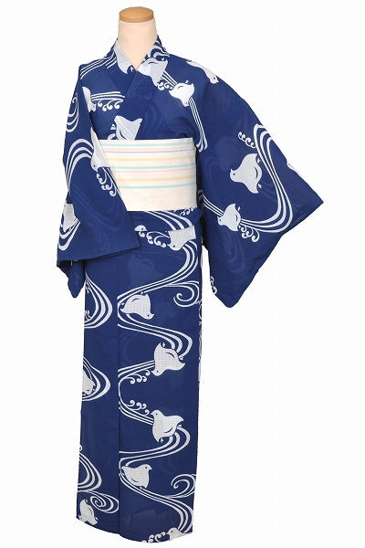 ゆかた(藍色・千鳥)