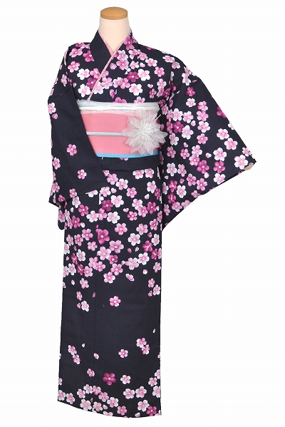 ゆかた(黒地・細かい花)