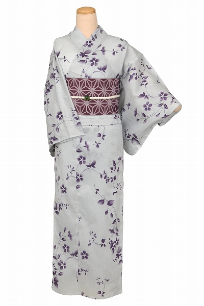 ゆかた(淡い藍ねずみ色地・小花)