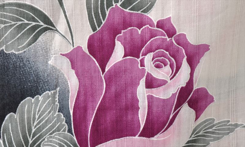 ゆかた(白地・大輪の薔薇)