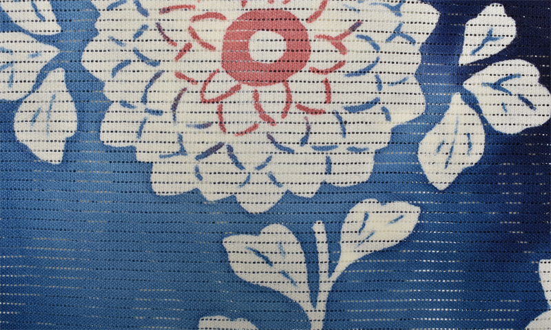 ゆかた（藍色に花）