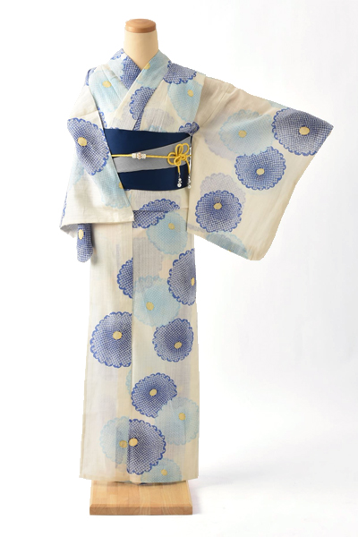 浴衣〈白・青菊〉