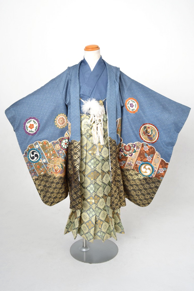 5歳祝着[青色・丸紋]