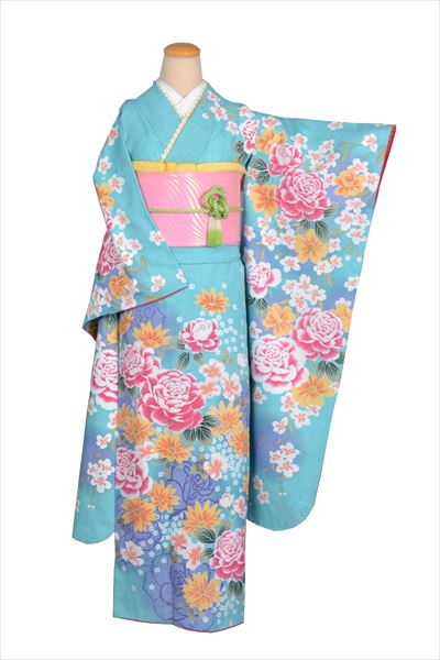 振袖(水色・ぼたん)