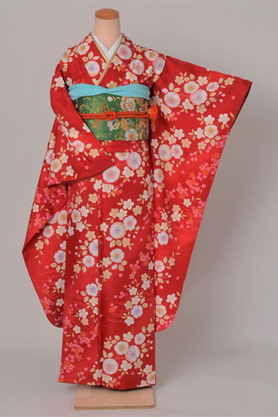 振袖［赤地の辻が花模様］