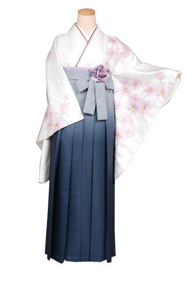 卒業袴(白地に蘭模様)