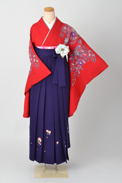卒業袴(赤・辻が花)