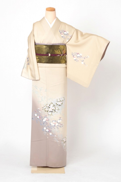 訪問着[茶系・花]