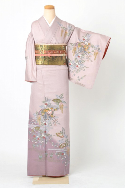 訪問着[ピンク色・花車]