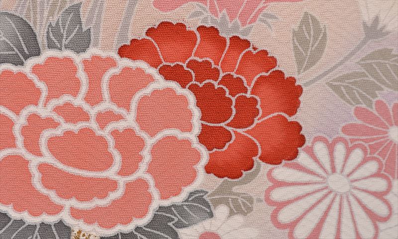 訪問着［桃色の花車模様］