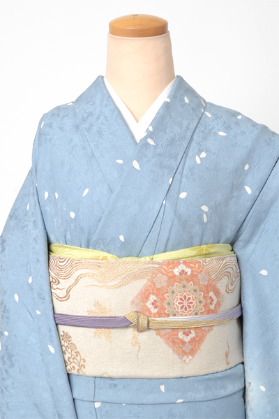 訪問着[水色・サクラ]