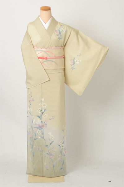 絽縮緬付け下げ(薄緑・花)