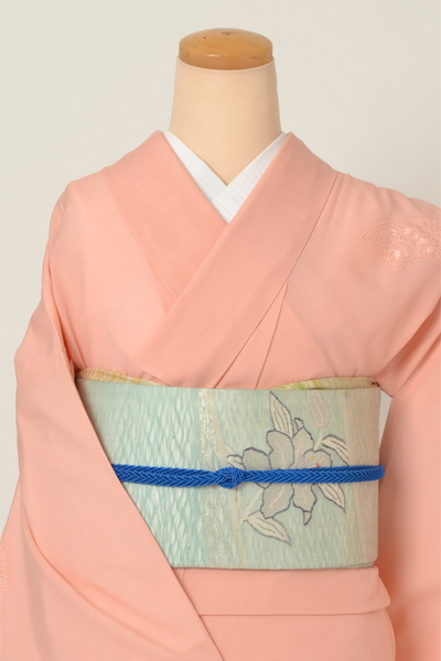 絽付け下げ(ピンク・スワトウ刺繍)