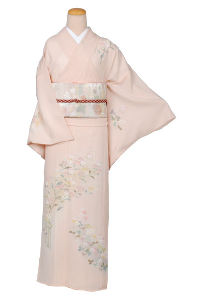 絽訪問着(ピンク・菊)