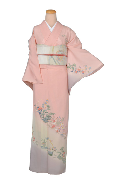 絽訪問着(ピンク・花)