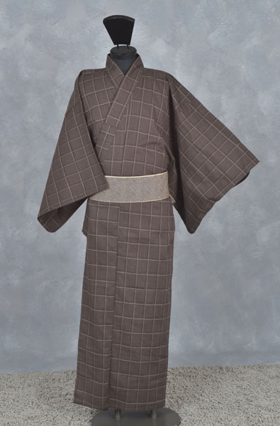 ゆかた[163-173cm](こげ茶・格子)