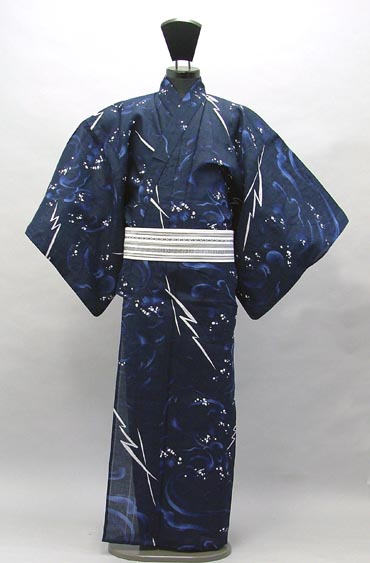 ゆかた[162-172cm](紺・稲妻)