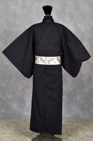 ゆかた[155-165cm](黒・縞)