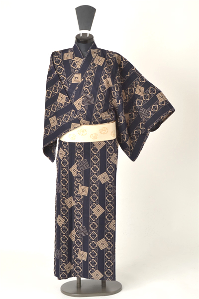 浴衣［165〜175ｃｍ］紺地の子持ち吉原模様
