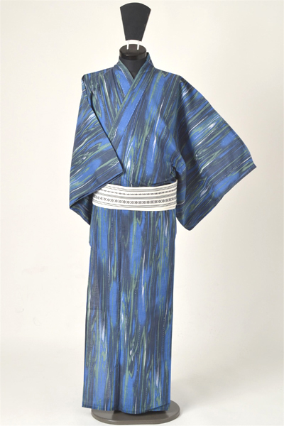 浴衣［165〜175ｃｍ］青色の木目模様
